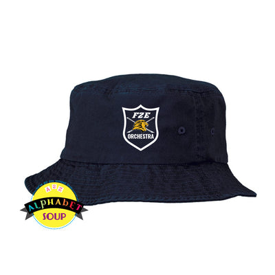 Sportsman bucket hat embroidered with the FZE Orchestra Logo.