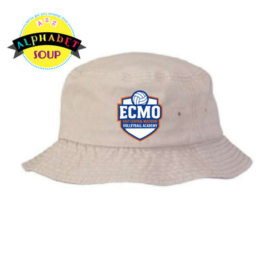ECMO logo on beige bucket hat