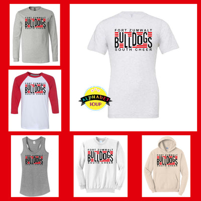 Bulldogs stripes collage with tees and sweatshirts