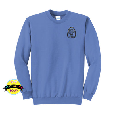 St Louis Police Officers Association logo is embroidered on the left chest of the Port & Co crewneck sweatshirt.