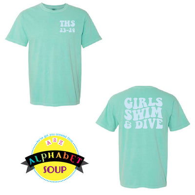 Comfort Color tee with the Timberland Girls Swim and Dive design