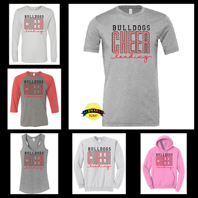 FZS Bulldogs Cheer Leading Design tee and sweatshirt collage