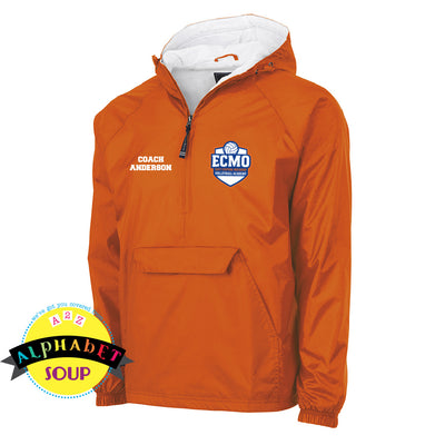 ECMO logo and optional name on classic lined pullover in orange