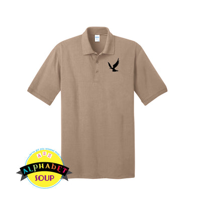 classic cotton polo with pleasant lane logo embroidered on the left chest