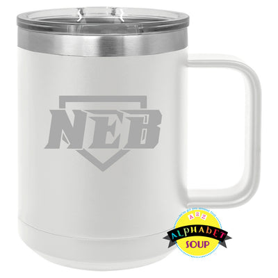 JDS coffee mug with new era baseball logo etched