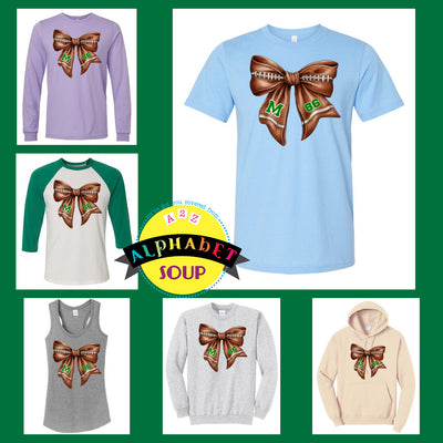 Mehlville Football Coquette Bow design on tees and sweatshirts collage