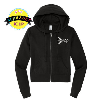 Modulation Z logo on black full zip cropped hoodie