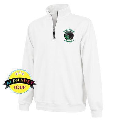 Mehlville football logo on crosswinds pullover white