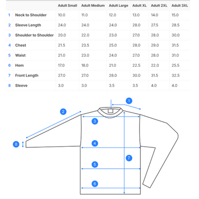 Colortone tie Dye Crewneck Sweatshirt Size Chart