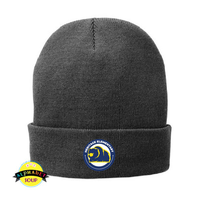 Heritage Elementary Cuff Beanie with Logo in Oxford Grey