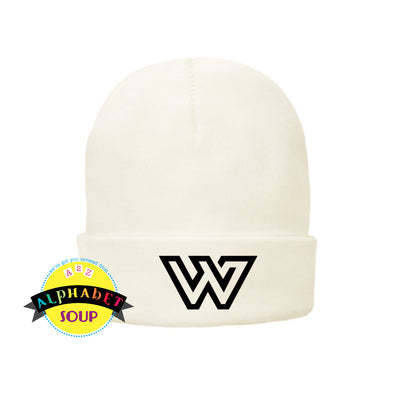 Port and Co cuff beanie with WWF logo embroidered on the center