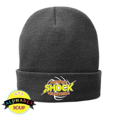 Midwest Shock logo on grey cuffed beanie