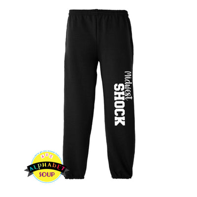 Port & Co Elastic cuff sweatpants with the Midwest Shock down the leg.