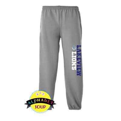 Youth And Adult Port and Co cuff sweatpants with Lakeview Lions design 