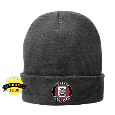 Port & Co Cuffed Lined Beanie with the Castlio embroidered logo.