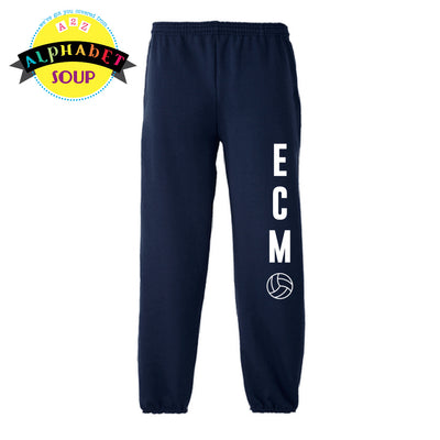 ECMO Volleyball logo on cuffed sweatpants