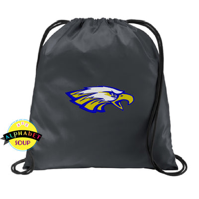 Progress South Elementary logo on a drawstring backpack.