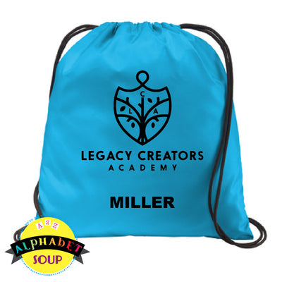 Drawstring bag with the Legacy Creators Academy Logo