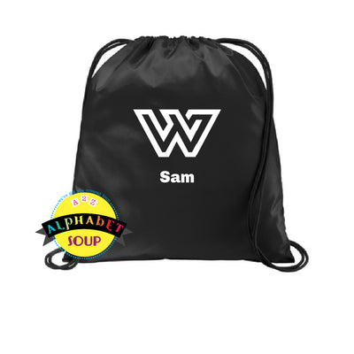 Port Authority Drawstring bag with WWF logo and name of your choice for and additional charge 