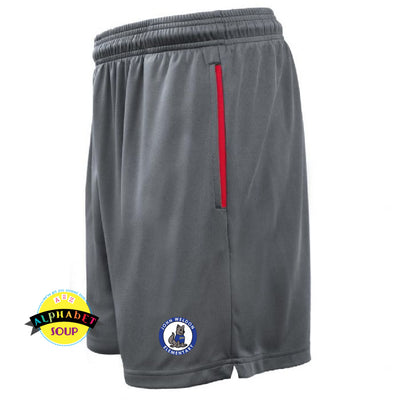 Pennant driveline shorts with the John Weldon Elementary logo