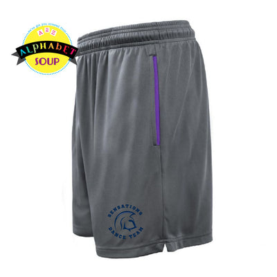 FHC Sensations logo on driveline shorts with purple