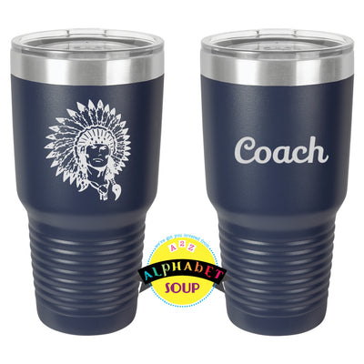 Holt Cheer logo and name etched on JDS 30oz tumbler