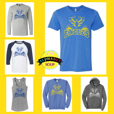 Progress South Elementary Fierce Eagle design tee and sweatshirt collage