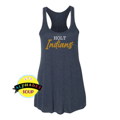 Holt Indians glitter design on the front