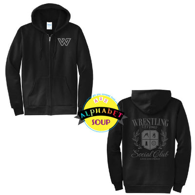 Port and Co full zip hoodie with WWF logo on the left chest and your choice of WWF deign on the back