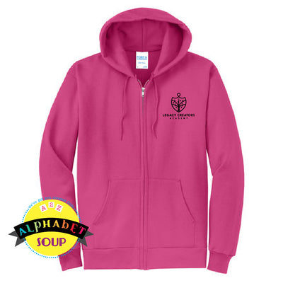 Legacy Creators Academy logo on pink full zip jacket