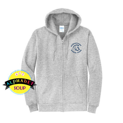 FHC Sensations logo on full zip hoodie in gray