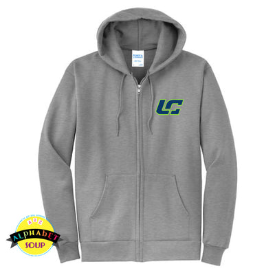 Full zip sweatshirt hoodie with embroidered logo