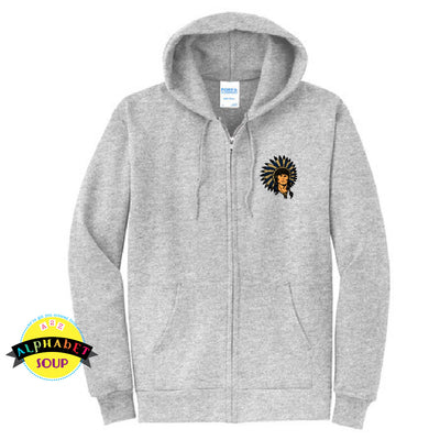 Port & Co full zip hoodie embroidered with the Wentzville Middle School logo