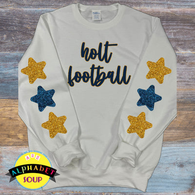 Holt Football glitter Design crewneck sweatshirt with stars down the sleeves