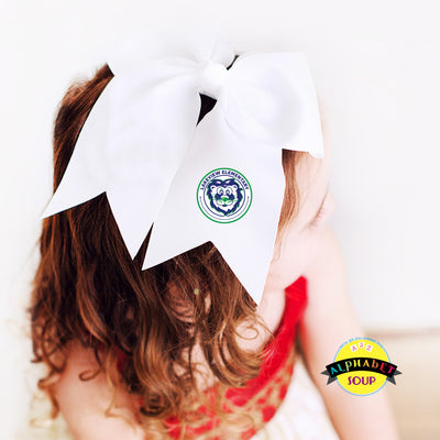 Hair Bow embroidered with the Lakeview Elementary logo