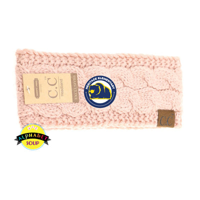 Heritage Elementary CC Beanie Headwrap with Logo in Indie Pink