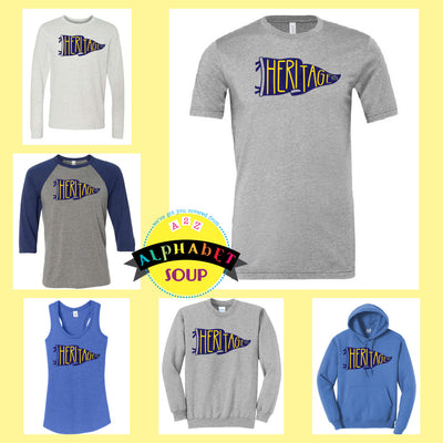 Heritage Elementary Pennant Design on tees and sweatshirts collage