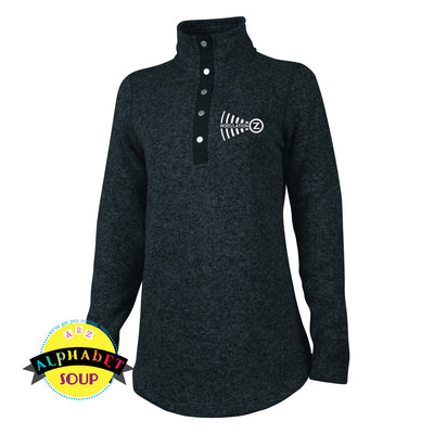 Modulation Z logo on black heather hingham tunic