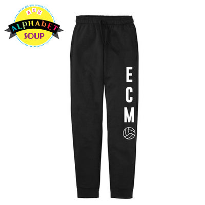 ECMO Volleyball logo on black joggers