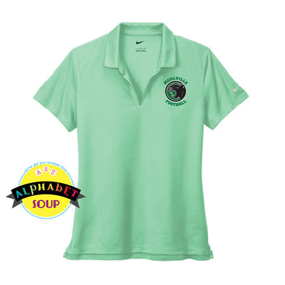 Mehlville football logo on ladies nike dri fit polo in mint