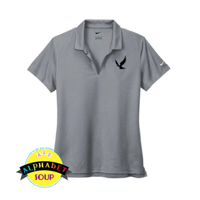 Ladies nike dri fit polo with pleasant lane logo on the left chest