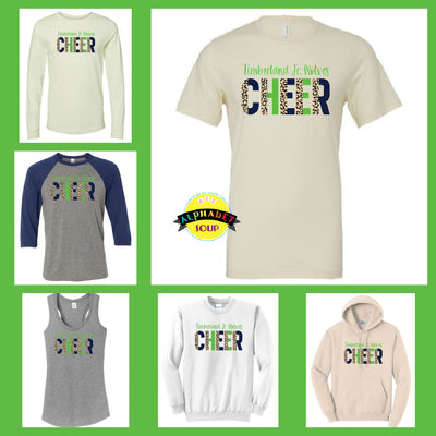 Jr wolves leopard cheer design tee and sweatshirt collage