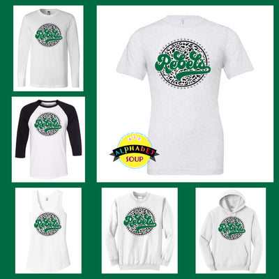 Midwest Rebels Leopard Circle Design on Tees and Sweatshirt Collage