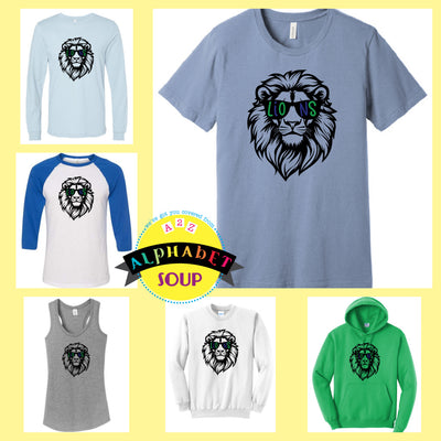 Lakeview Blue and Green Lion Sunnies  design with your choice of clothing