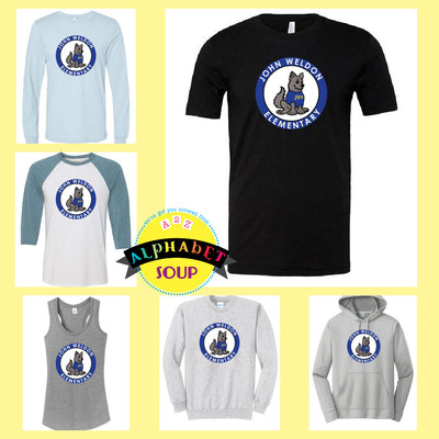 John Weldon Elementary Logo Design Tee and Sweatshirt collage