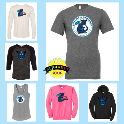 Stone Creek Elementary Logo collage on Tees and sweatshirts