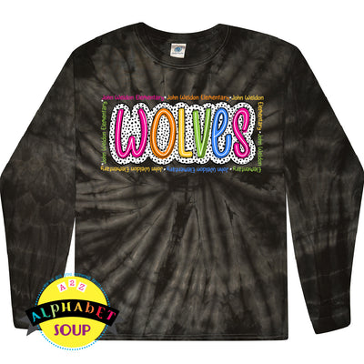 John Weldon Tie Dye Personalized Long Sleeve Tee Black