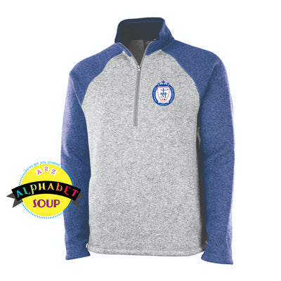 Charles River 1/4 Zip Color Block Fleece personalized with ICD logo grey and blue