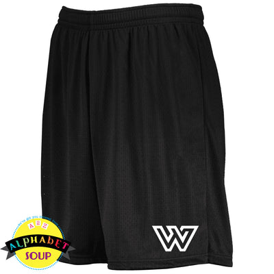 Youth and Adult Augusta mesh shorts with WWF logo on left leg