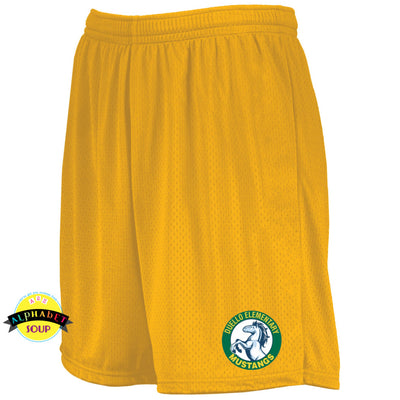 Augusta Mesh Shorts with a 9" inseam and the Duello logo.